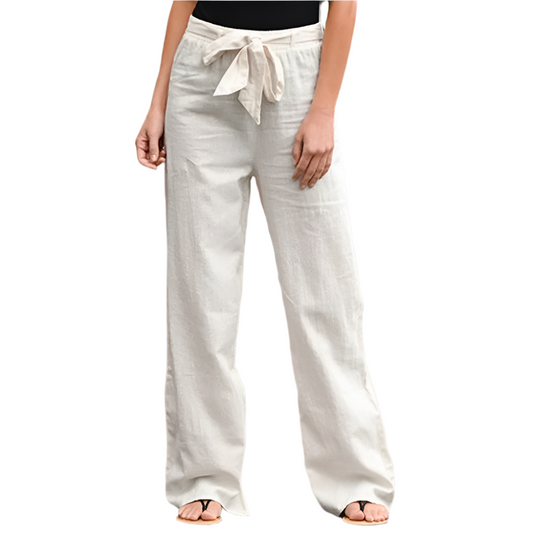 Cotton Linen Pants with Elastic Waist