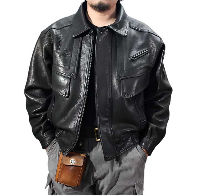 Men's Black Moto Leather Jacket