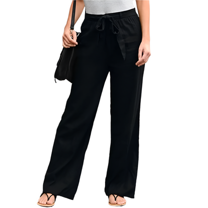 Cotton Linen Pants with Elastic Waist