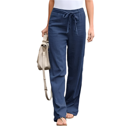 Cotton Linen Pants with Elastic Waist