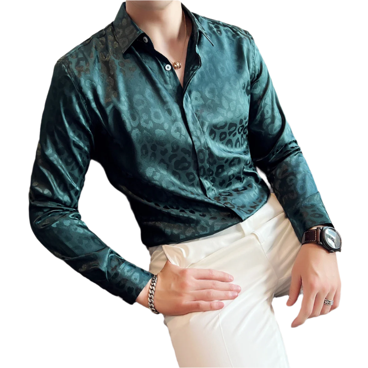 Men's Luxury Print Tuxedo Blouse