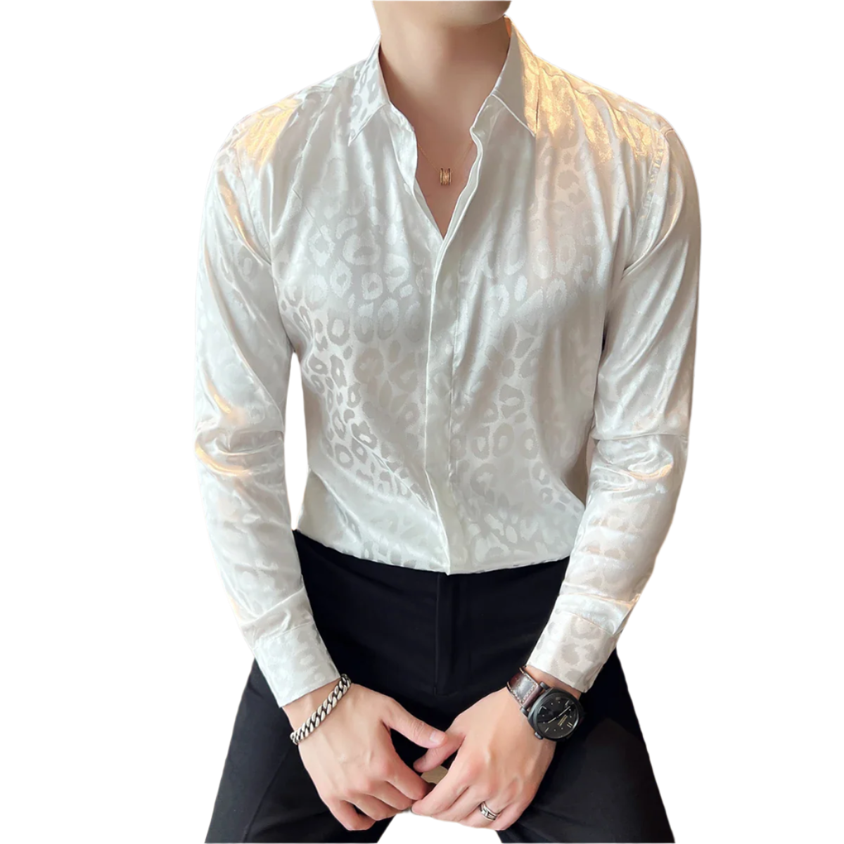 Men's Luxury Print Tuxedo Blouse