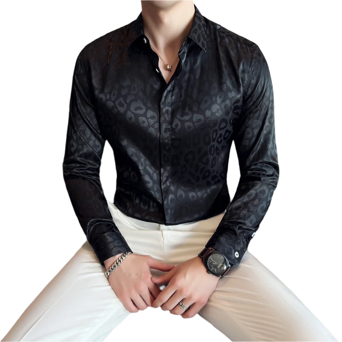 Men's Luxury Print Tuxedo Blouse